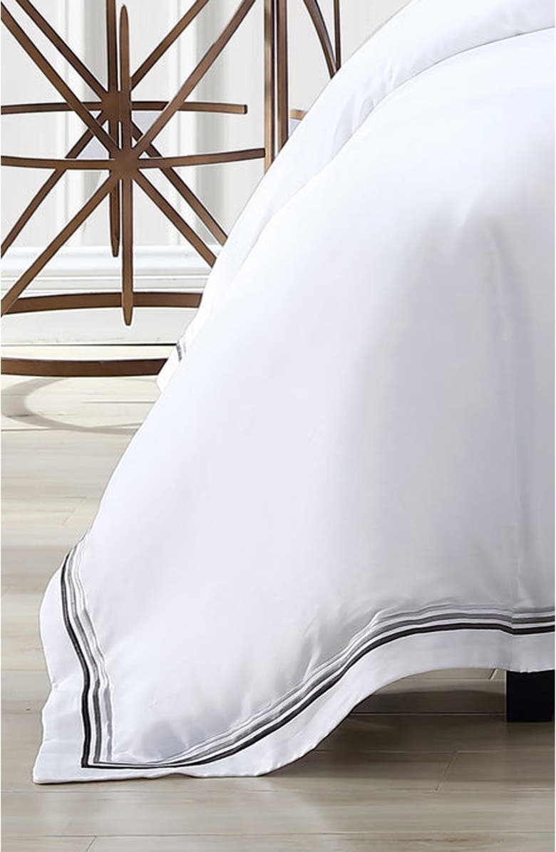 Pure Parima Egyptian Cotton Sateen Bratta Embroidery Triple Luxe Sateen 3-Piece Duvet Cover Set, Alternate, color, 