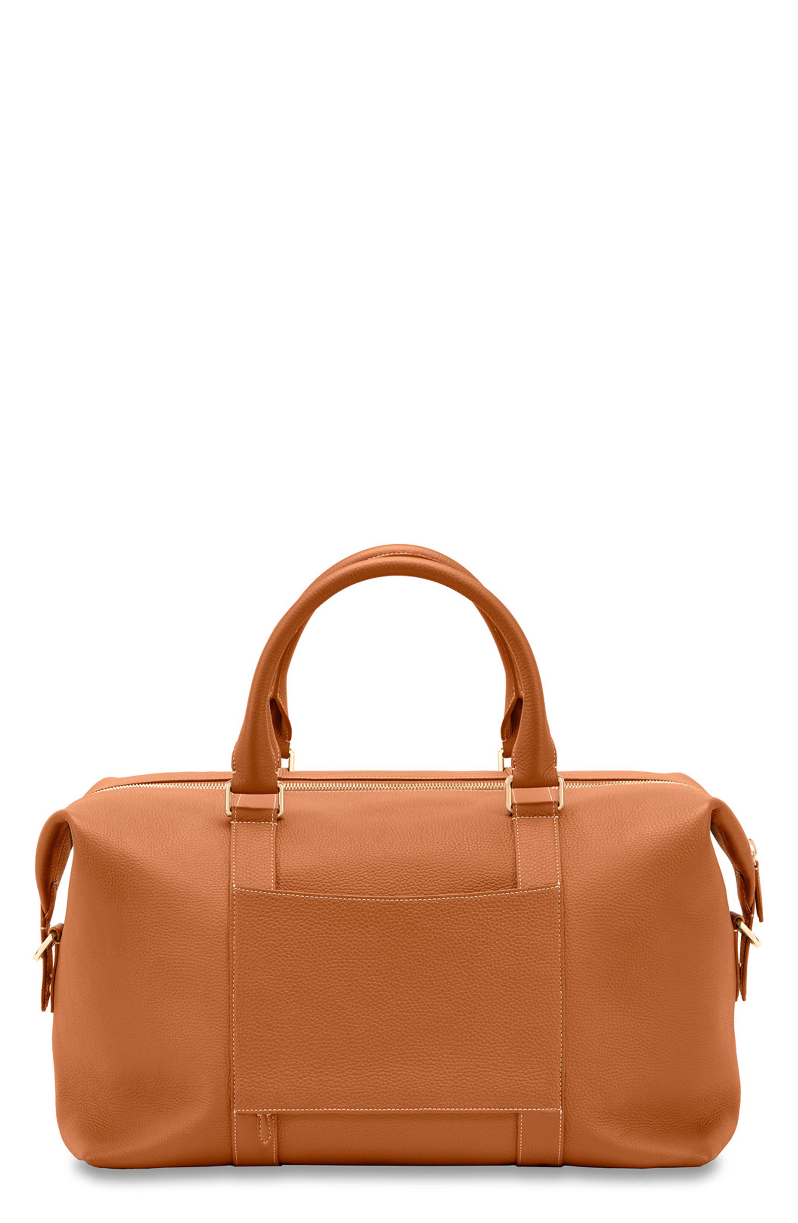 Leather Duffle Bag, Alternate, color, Pecan Brown