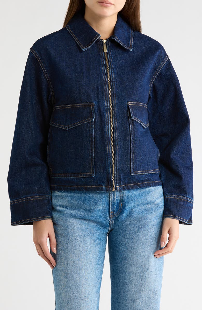 Michael Kors Denim Jacket, Main, color, Dark Wash Denim