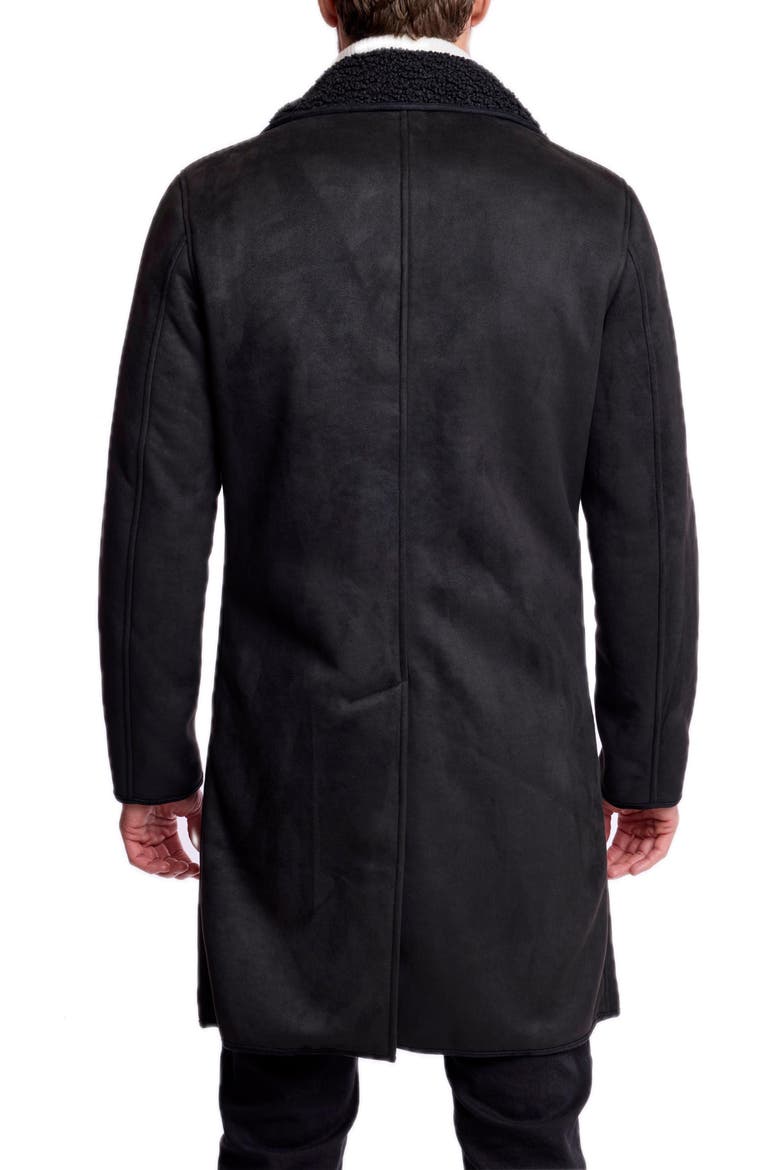 Double Breasted Faux Shearling Lined Overcoat, Alternate, color, BLACKOUT