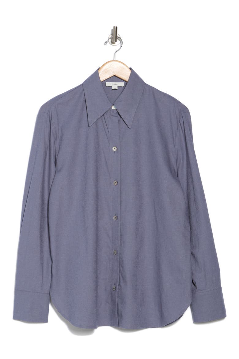 Relaxed Fit Linen Blend Button-Up Shirt, Alternate, color, IRIS WATER