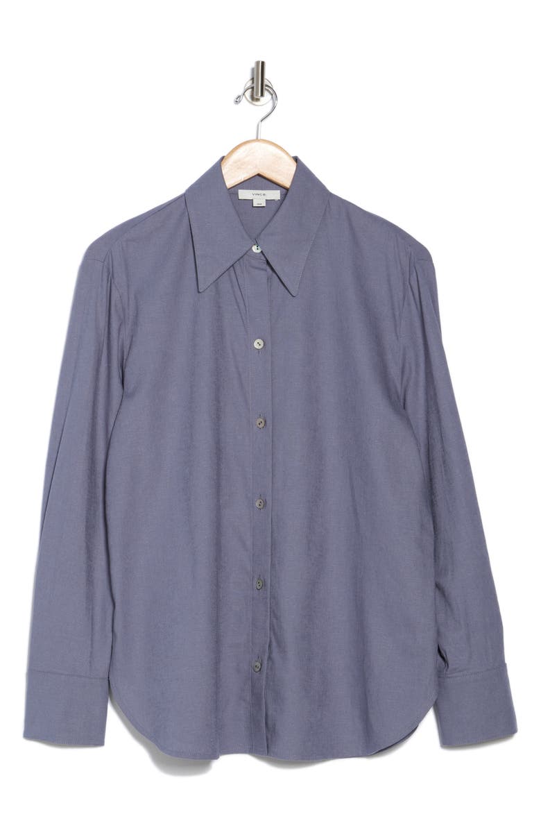 Vince Relaxed Fit Linen Blend Button-Up Shirt, Alternate, color, Iris Water