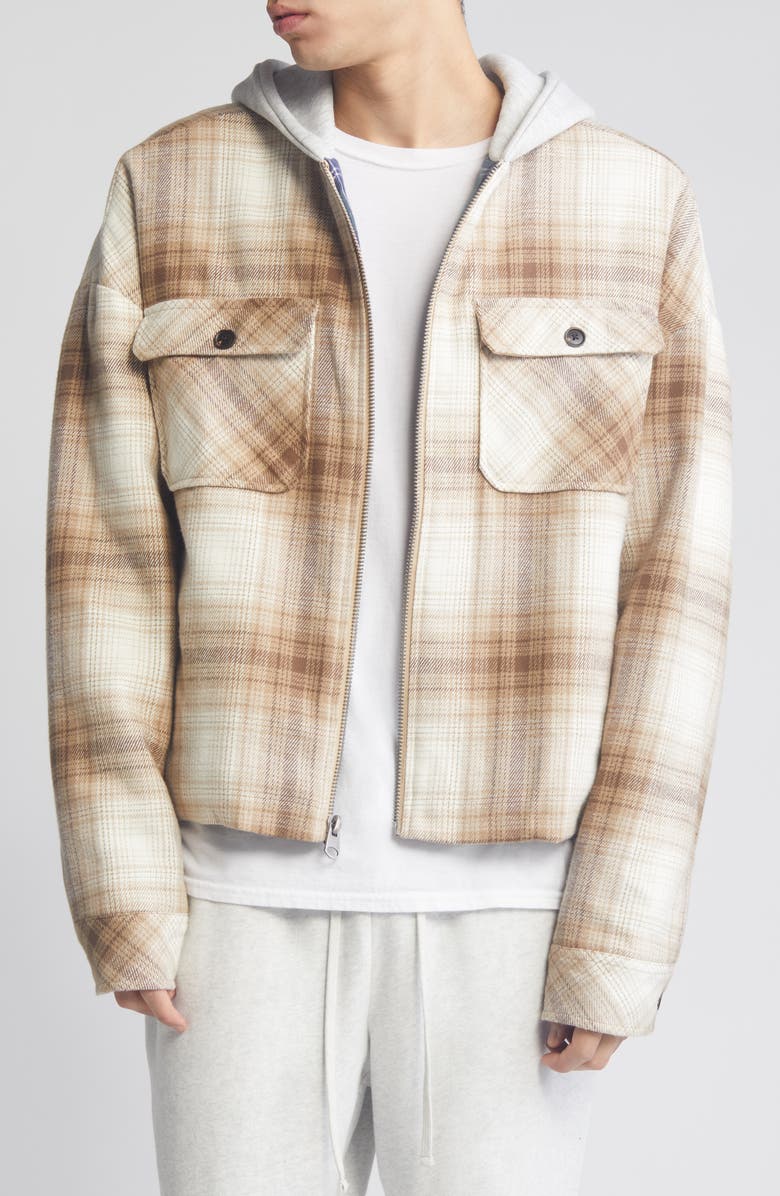 Elwood Oversize Plaid Flannel Hooded Zip Jacket, Main, color, 