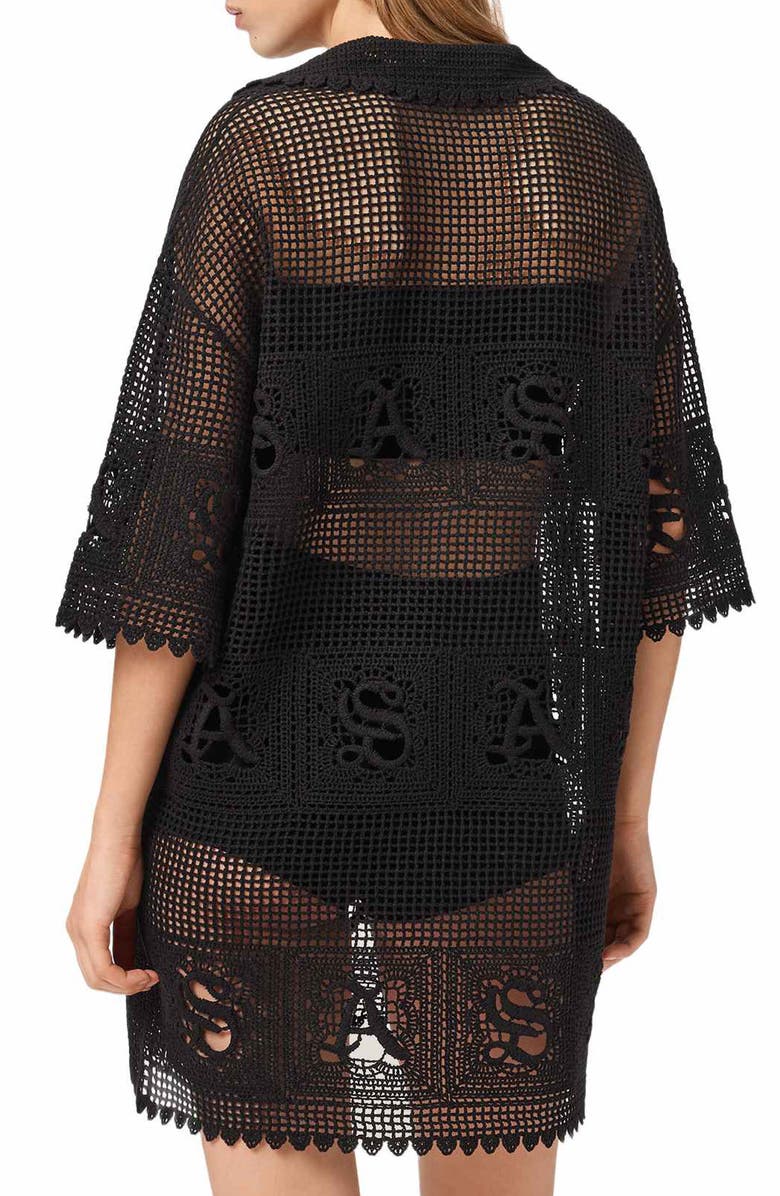 AllSaints Kyra Mesh Cover-Up Dress, Alternate, color, Black