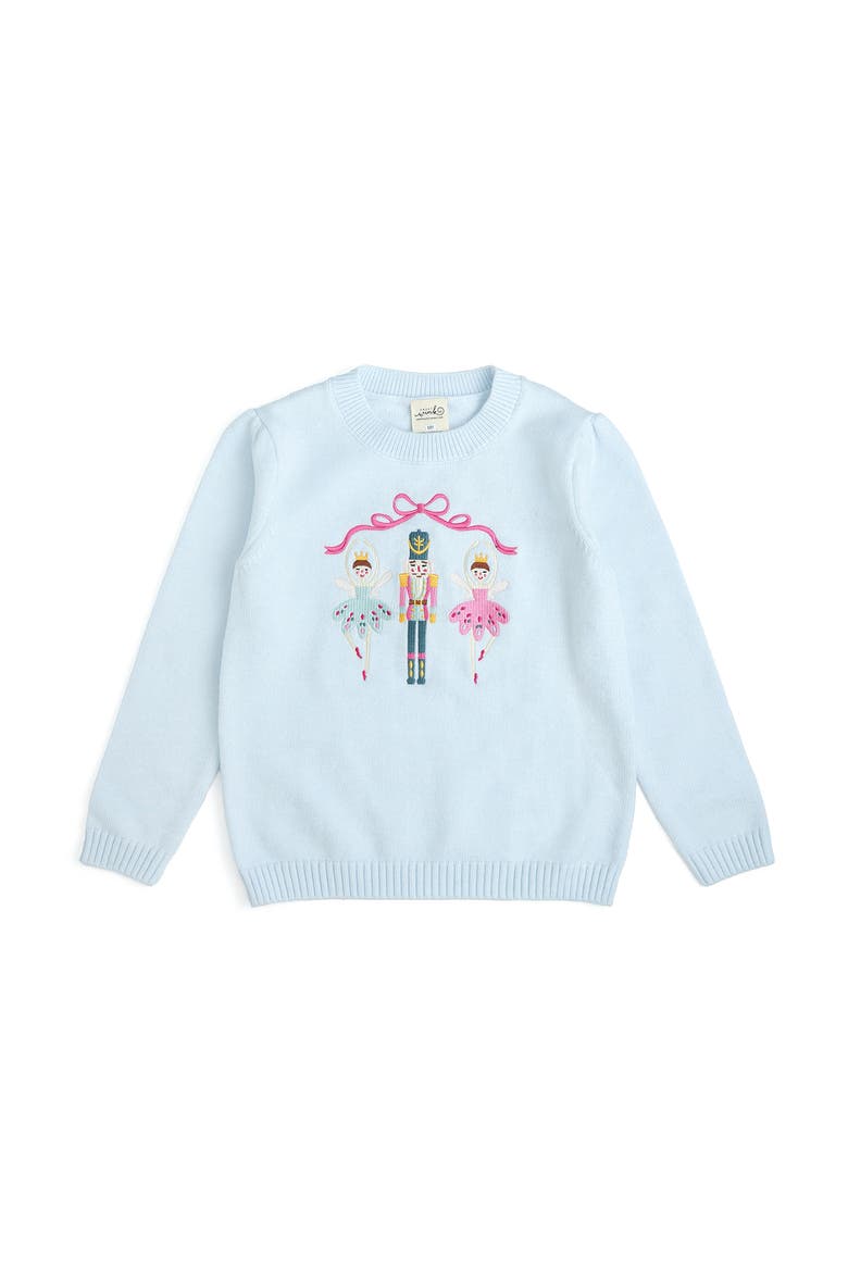 Nutcracker Embroidered Christmas Sweater, Main, color, Pastel Blue
