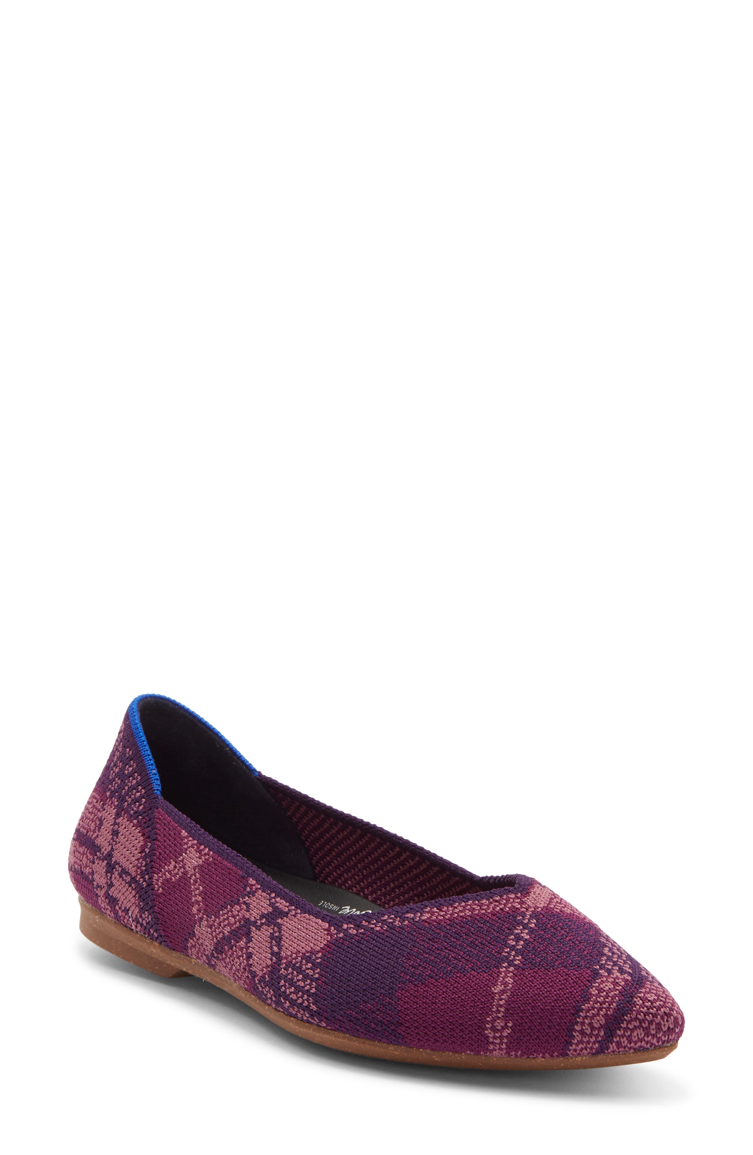 The Point II Pointed Toe Flat, Main, color, PURPLE PLAID