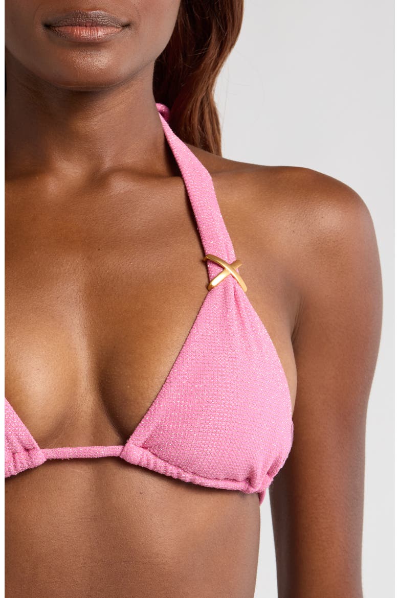 Sylvie Metallic Bikini Top, Alternate, color, SORBET