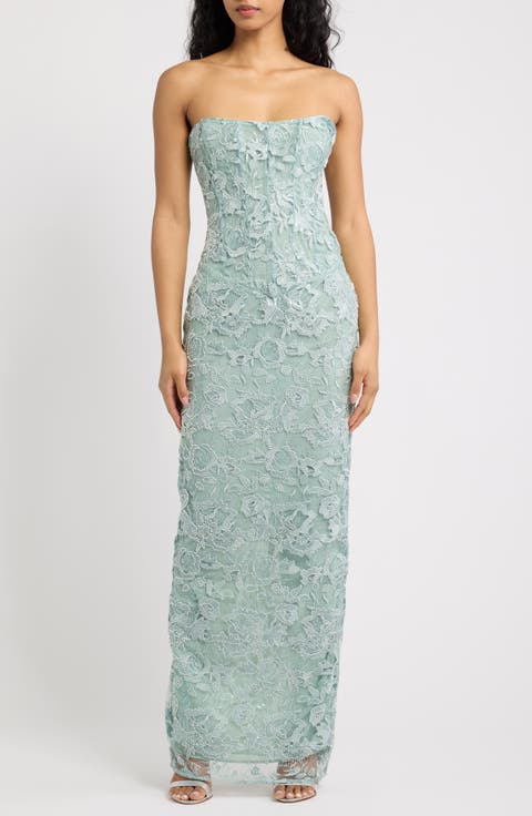 Anisa Hand Beaded Strapless Maxi Dress