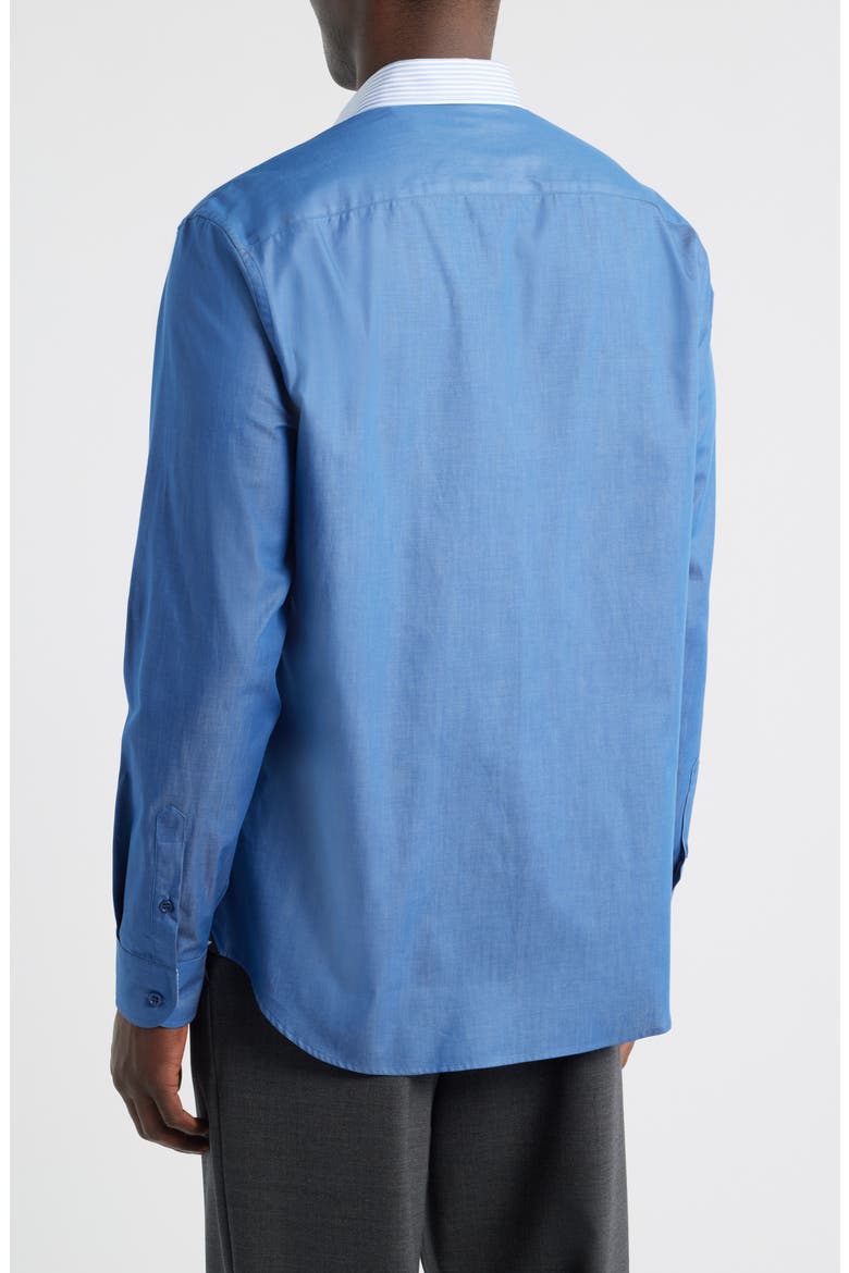 Blue Cotton Button-Up Shirt with Pinstripe Collar, Alternate, color, SOLID BRIGHT BLUE