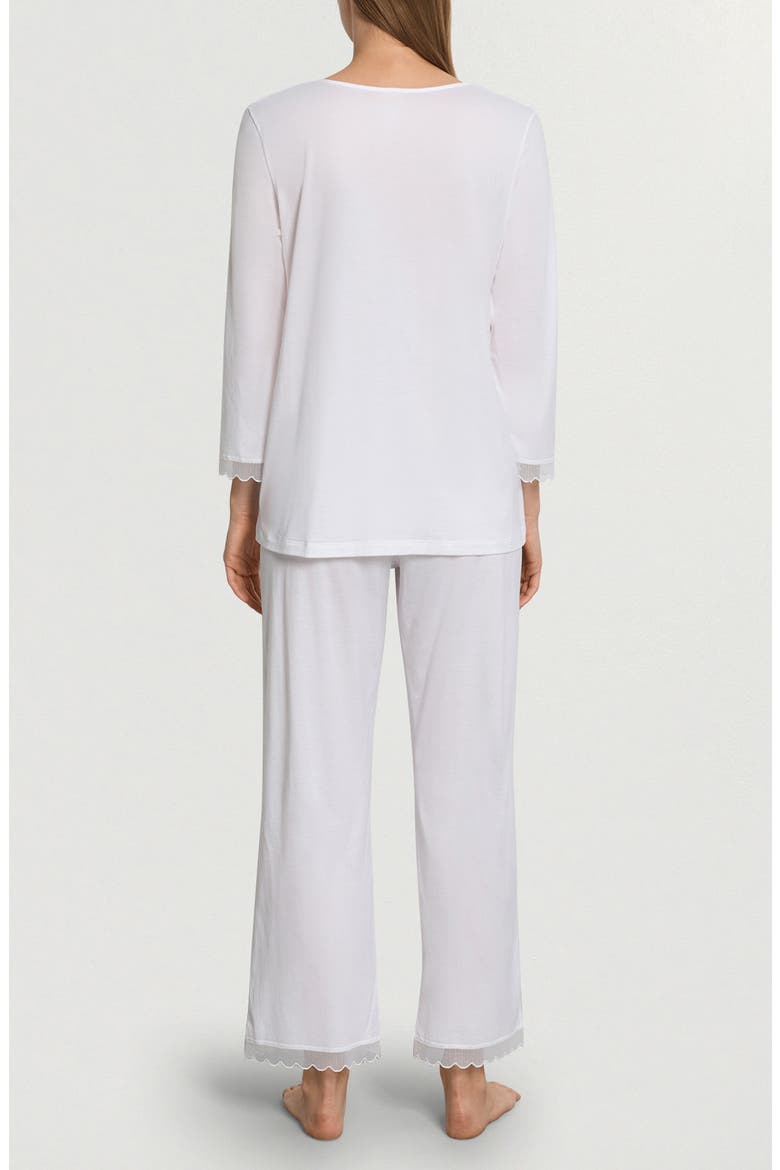 Inaya Tulle Trim Cotton Pajamas, Alternate, color, WHITE