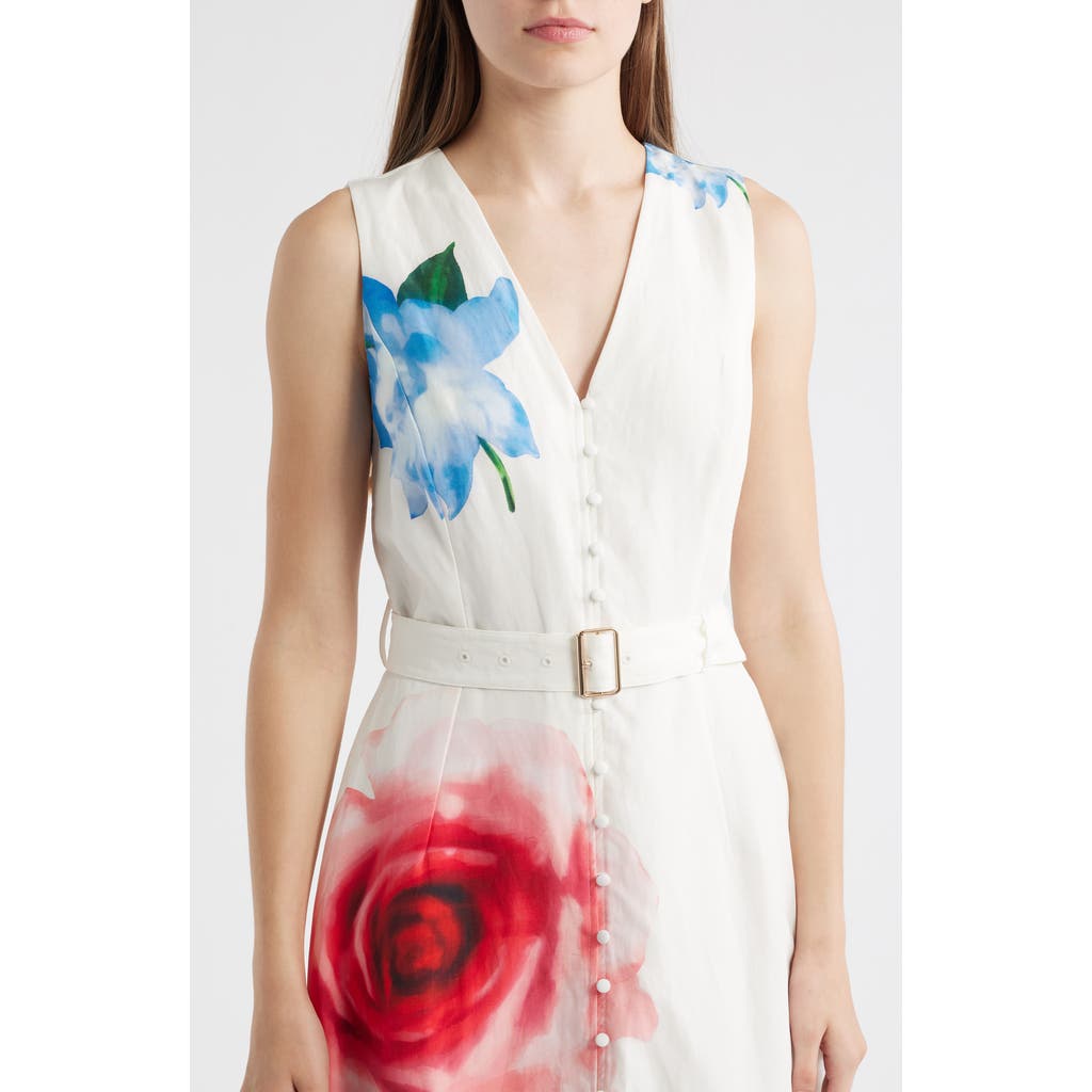 Elie Tahari The Luella Sleeveless Floral-print Midi Dress