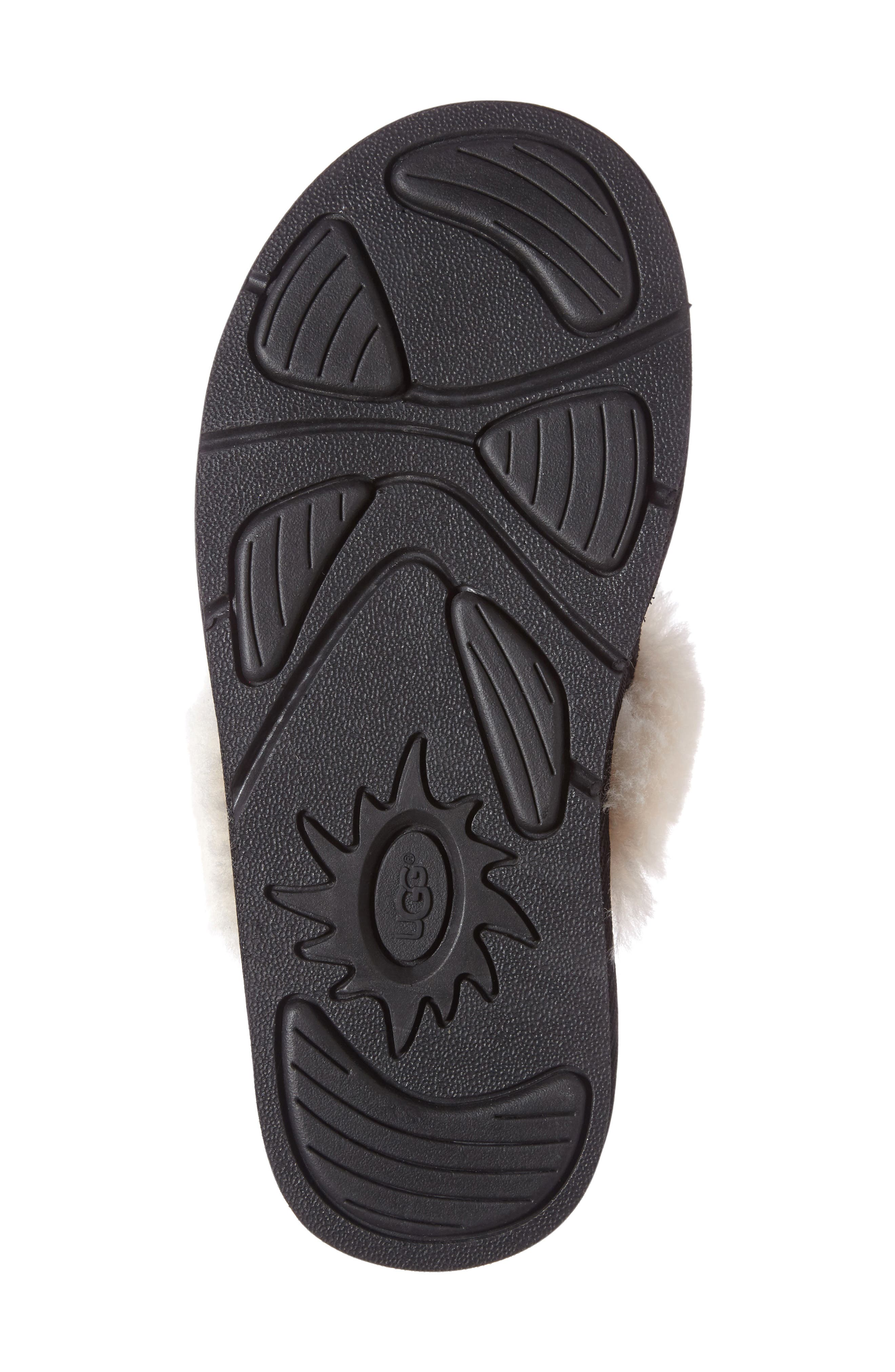 Cozy Genuine Shearling Slipper, Alternate, color, BLACK SUEDE