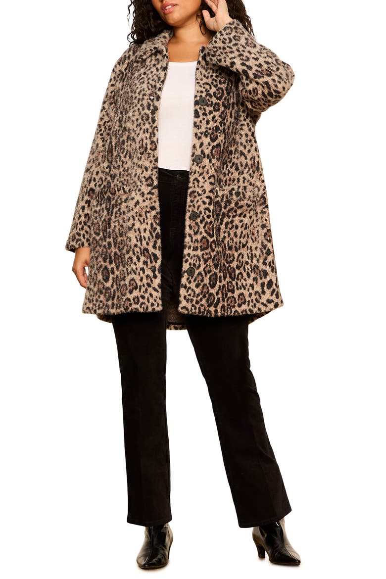 Upside Faux Fur Leopard Print Jacket, Alternate, color, COCOA KITTY BROWN