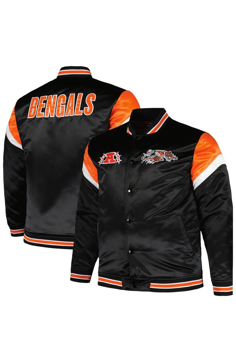 Mitchell & Ness Men's Mitchell & Ness  Black Cincinnati Bengals Big & Tall Satin Full-Snap Jacket, Alternate, color, 