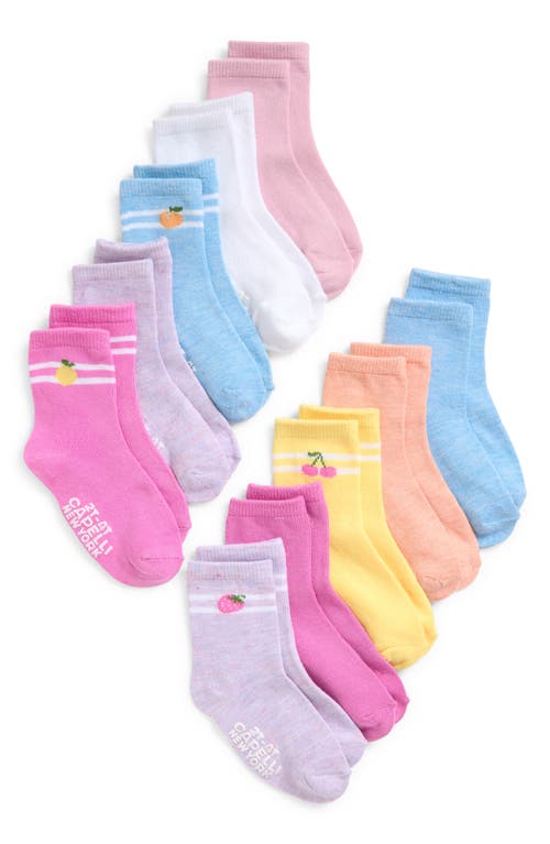 CAPELLI NEW YORK CAPELLI NEW YORK KIDS' SPORTY FRUIT ASSORTED 10-PACK GRIPPER CREW SOCKS 