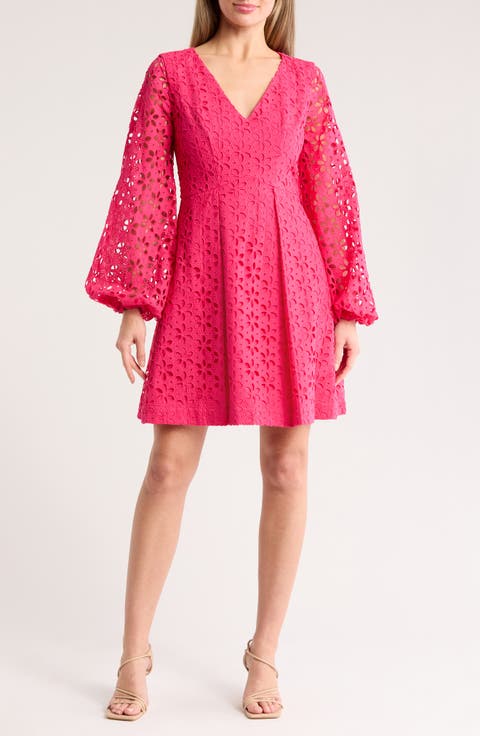 Grazia Cotton Eyelet Long Sleeve Dress