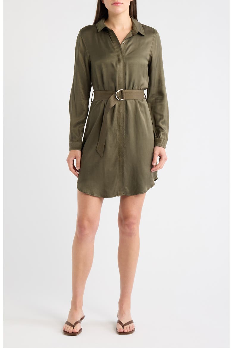 Multi Stitch Belted Shirtdress, Main, color, ARMY OLIVE