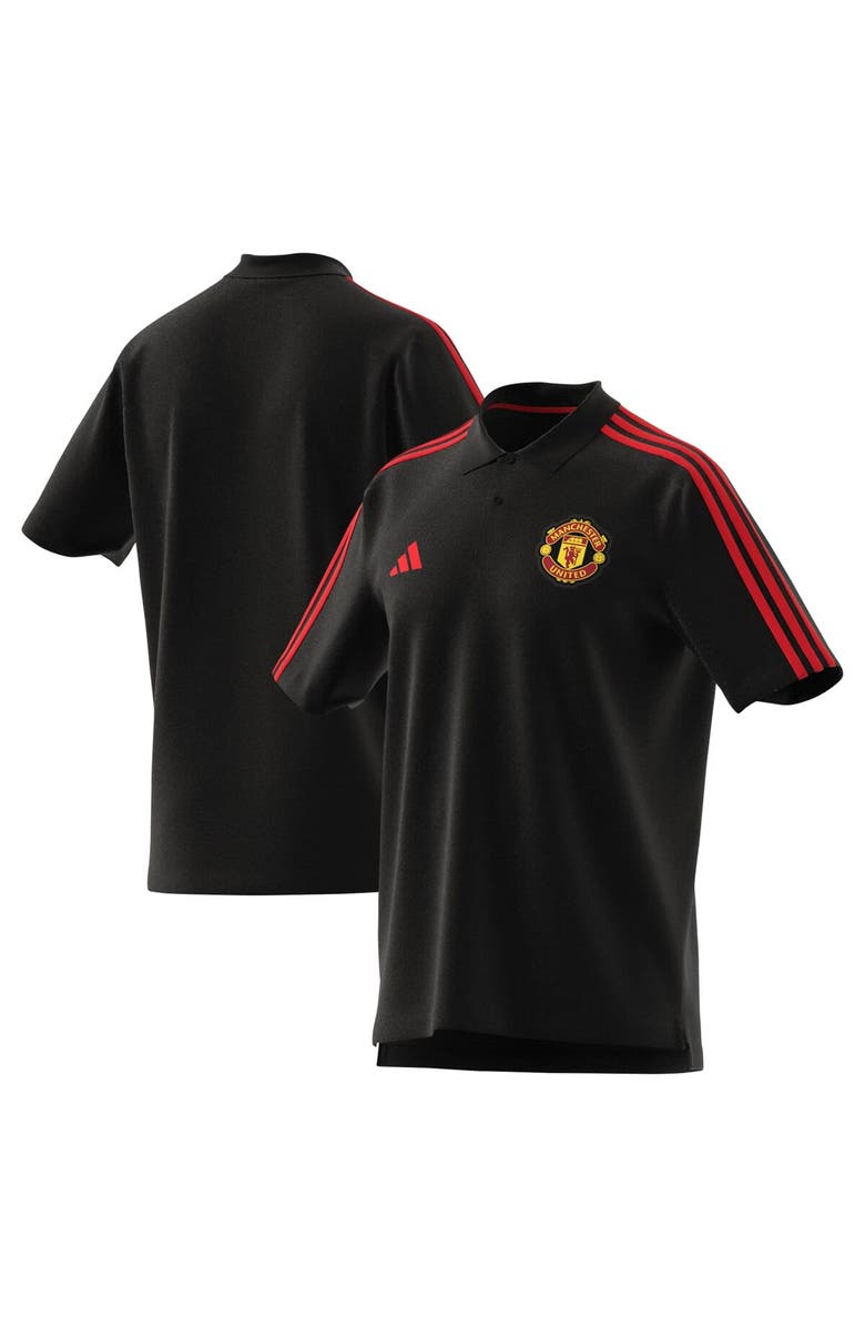 adidas Men's adidas Black Manchester United DNA Polo, Main, color, 