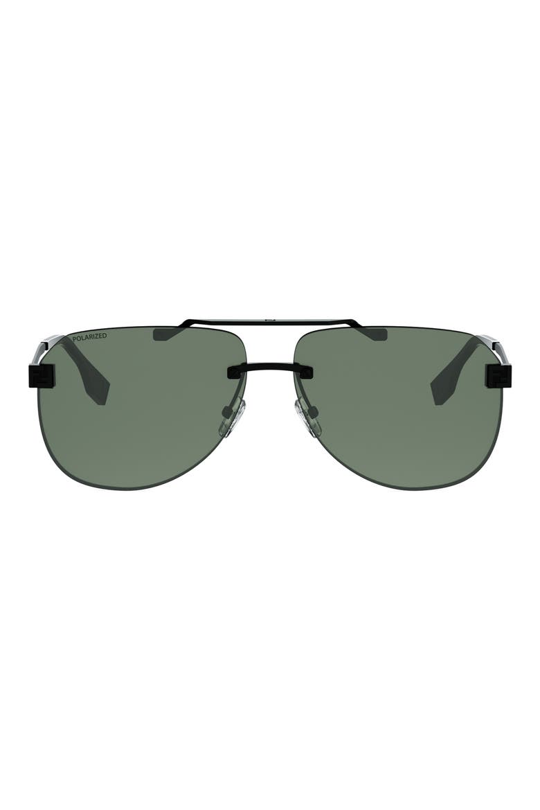 Sky 61mm Polarized Pilot Sunglasses, Main, color, MATTE BLACK / GREEN POLARIZED
