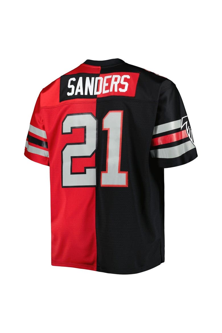 Men's Mitchell & Ness Deion Sanders Black/Red Atlanta Falcons Big & Tall Split Legacy Retired Player Replica Jersey, Alternate, color, Black