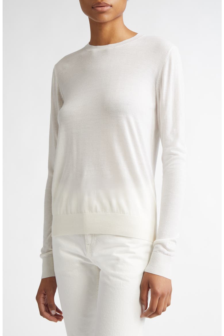 Fine Crewneck Sweater, Alternate, color, OFF WHITE