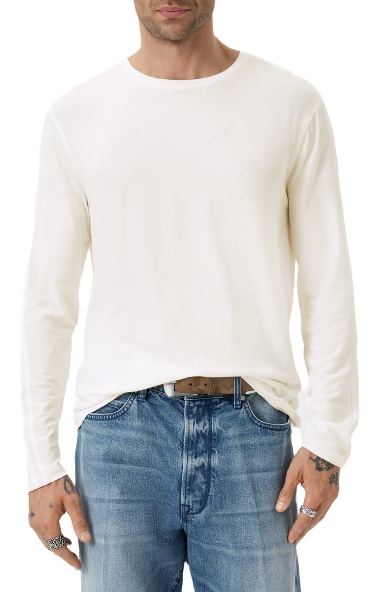John Varvatos Clemente Lyocell & Wool Long Sleeve T-Shirt, Main, color, White