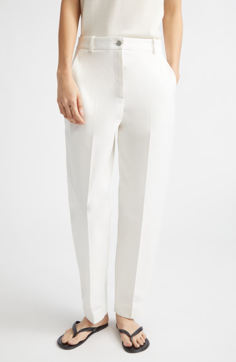 PARTOW Astor Cotton Twill Tapered Leg Pants, Main, color, Ivory
