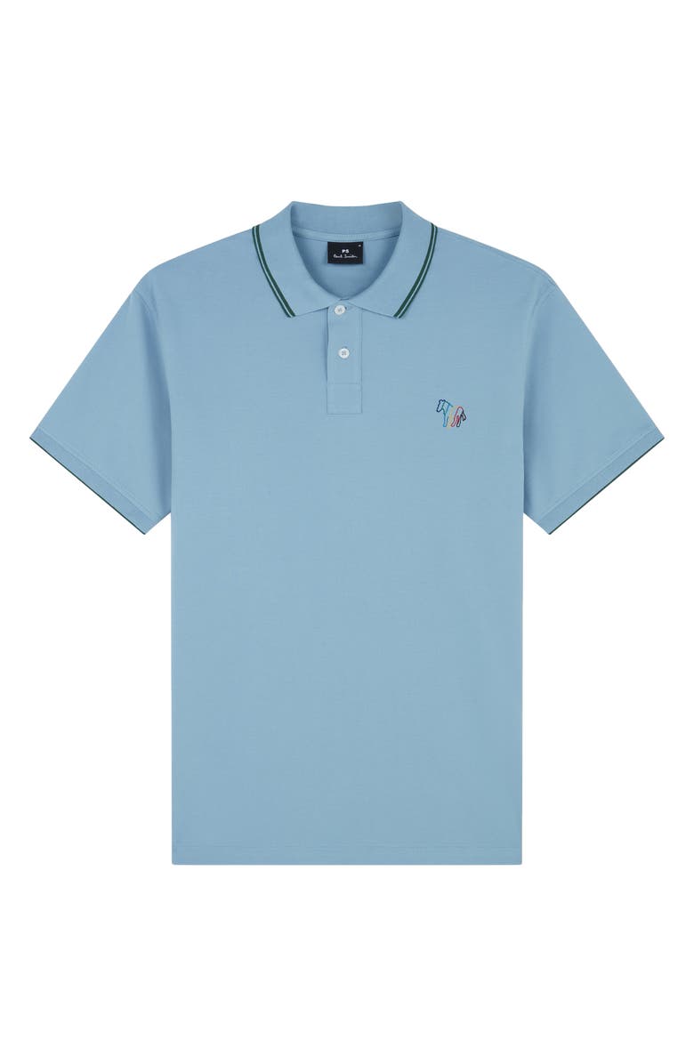 PS Paul Smith Regular Fit Tipped Cotton Piqué Polo, Main, color, Blue