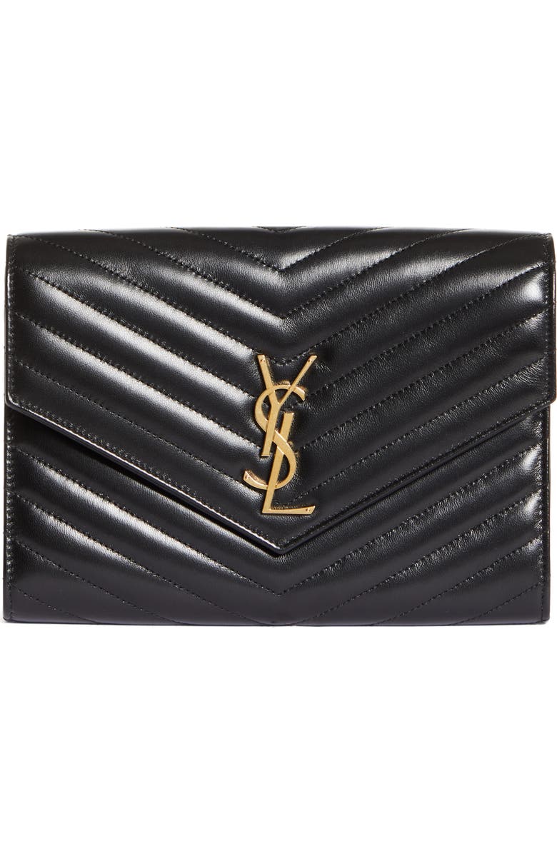 Saint Laurent Cassandre Matelassé Leather Flap Pouch, Main, color,