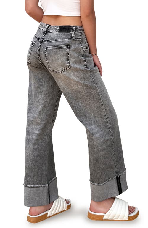 Hint Of Blu Cuffed Ankle Wide Leg Jeans In Gray