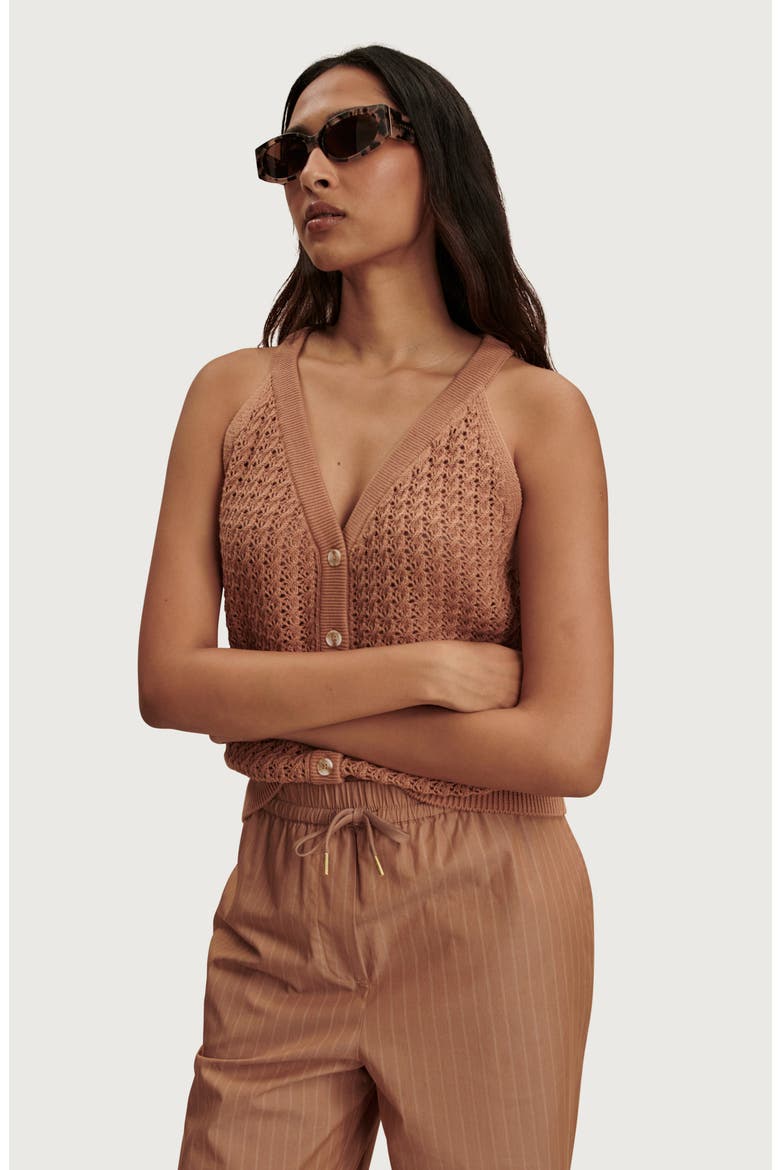 Alessia Open Stitch Cotton Sweater Tank (Women) | Nordstrom