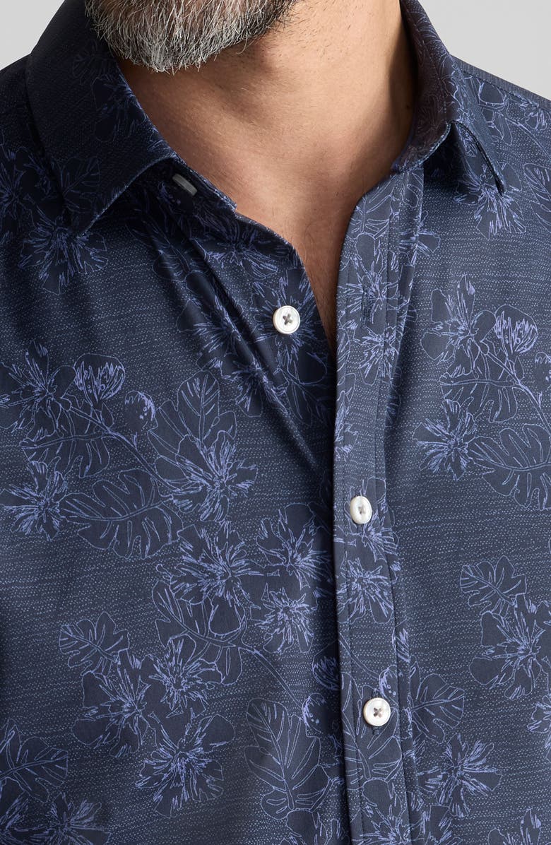 UNTUCKit Short Sleeve Performance Button-Up Shirt, Alternate, color, Navy