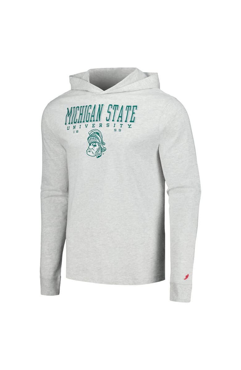 LEAGUE COLLEGIATE WEAR Men's League Collegiate Wear Ash Michigan State Spartans Team Stack Tumble Long Sleeve Hooded T-Shirt, Alternate, color, Ash