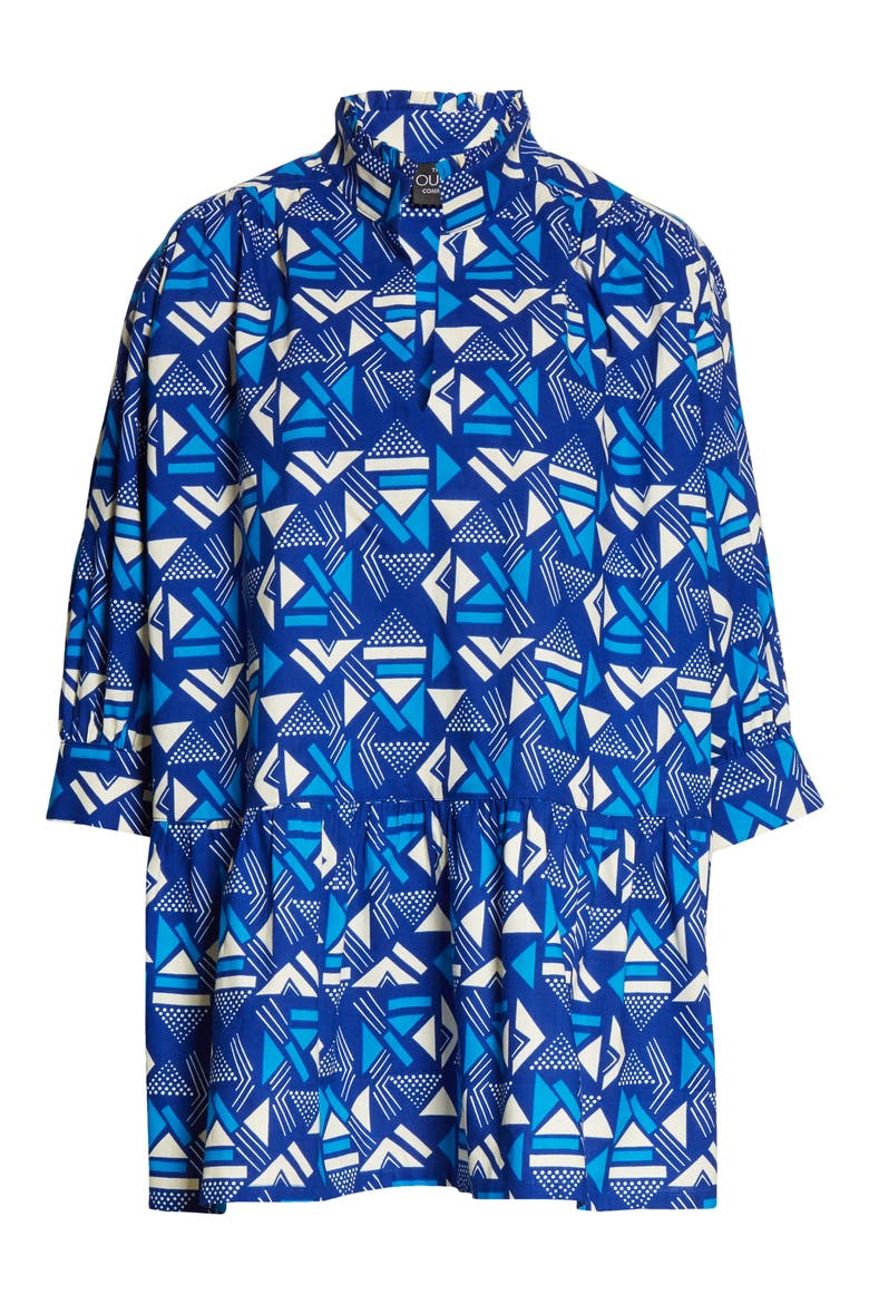 Curator Geo Print Cotton Top (Nordstrom Exclusive), Alternate, color, BLUE/OPTIC WHITE SAMAKAKA