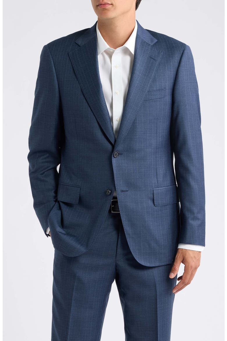 Navy Pinstripe Wool Suit, Alternate, color, BLUE
