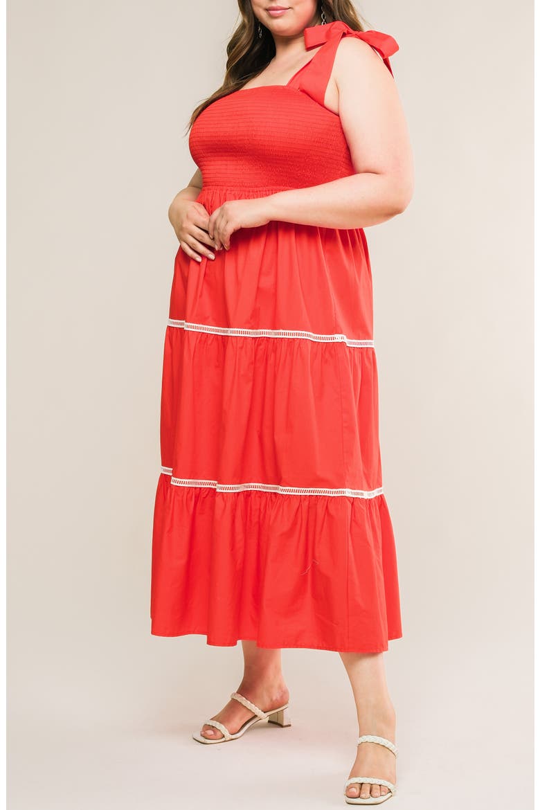 Cotton Poplin Tie Strap Sundress, Alternate, color, TOMATO RED