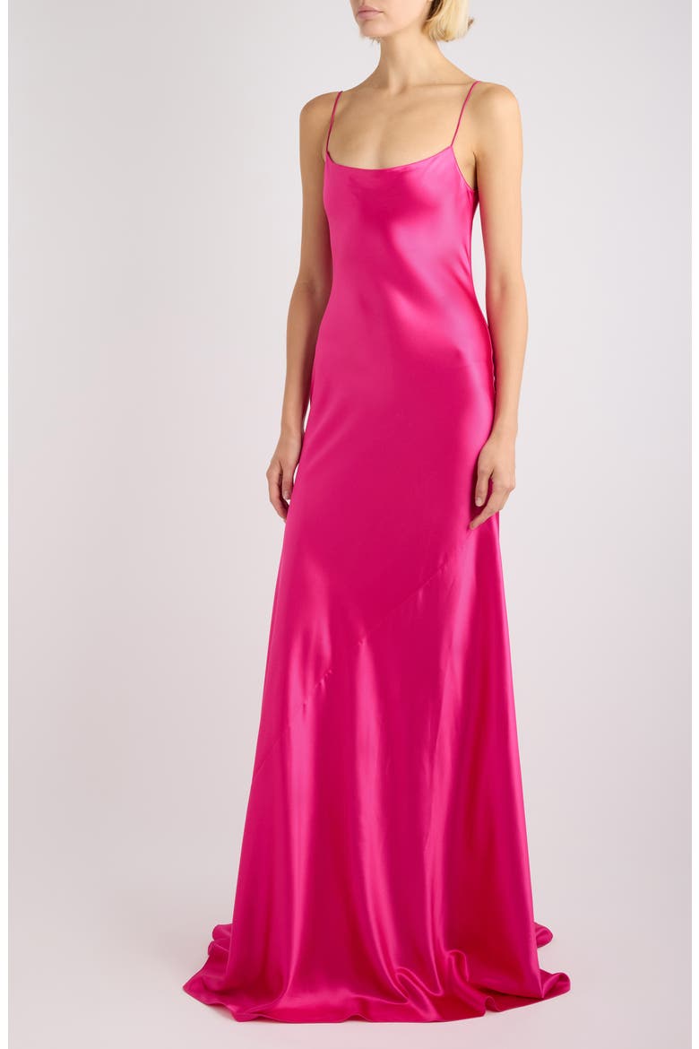 Silk Maxi Slipdress, Alternate, color, ROSE VIF