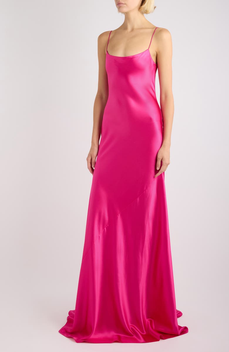 Alaïa Silk Maxi Slipdress, Alternate, color, Rose Vif