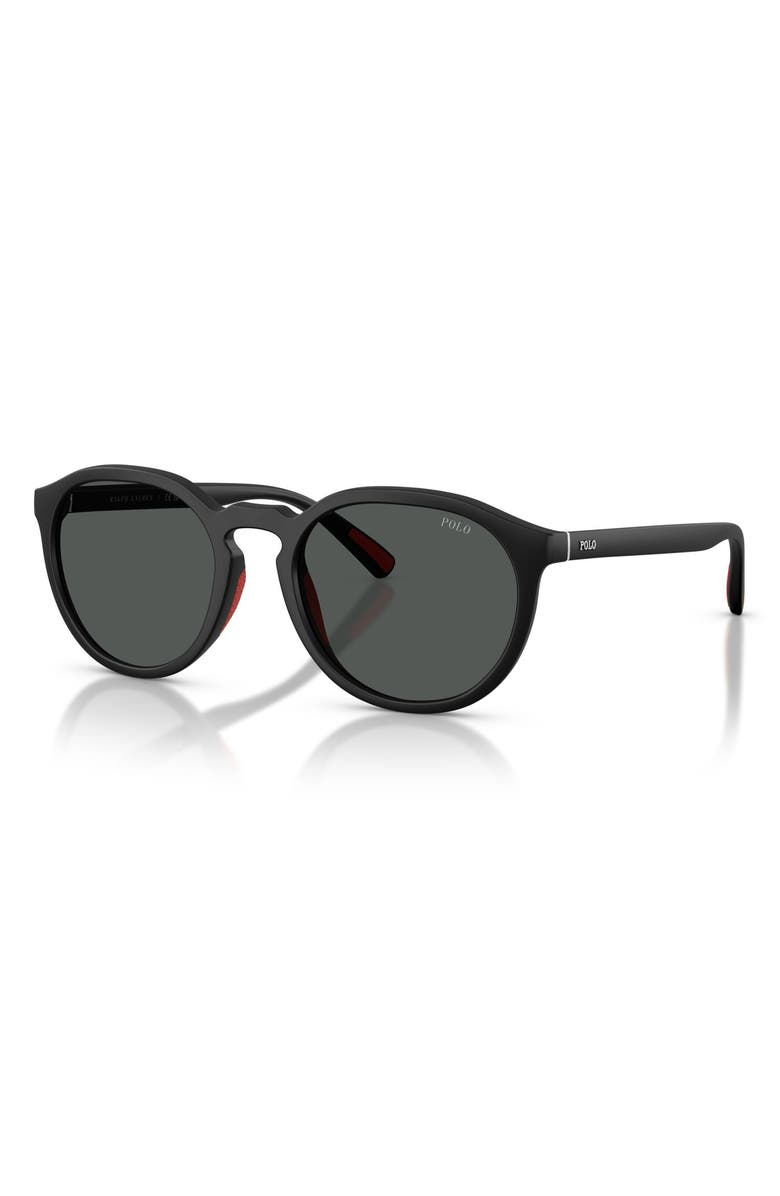 Polo Ralph Lauren 53mm Round Sunglasses, Alternate, color, Matte Black / Dark Grey