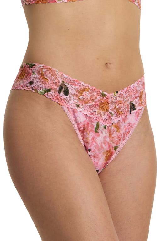 Hanky Panky Printed Signature Lace Original Rise Thong In Pink