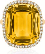 GOSHWARA Gossip Cushion Cut Blue Topaz & Diamond Cocktail Ring