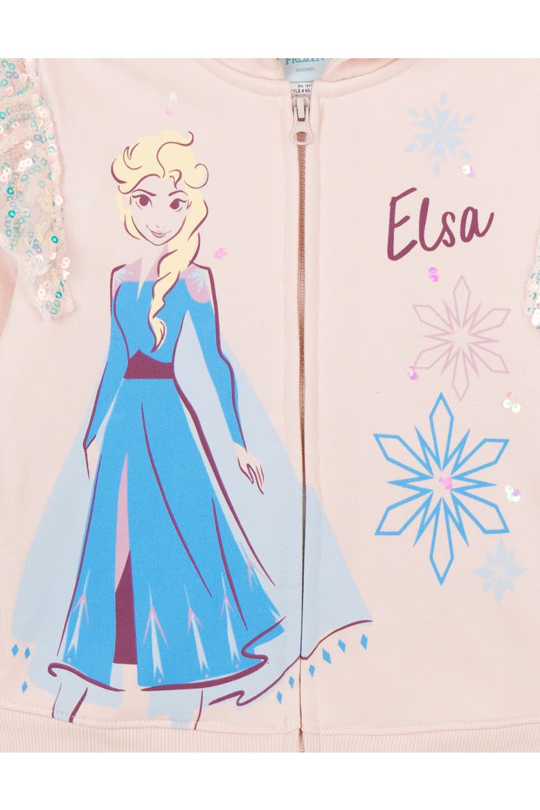 Frozen Queen Elsa Zip-Up Hooded Sweatshirt, Alternate, color, Elsa Peach