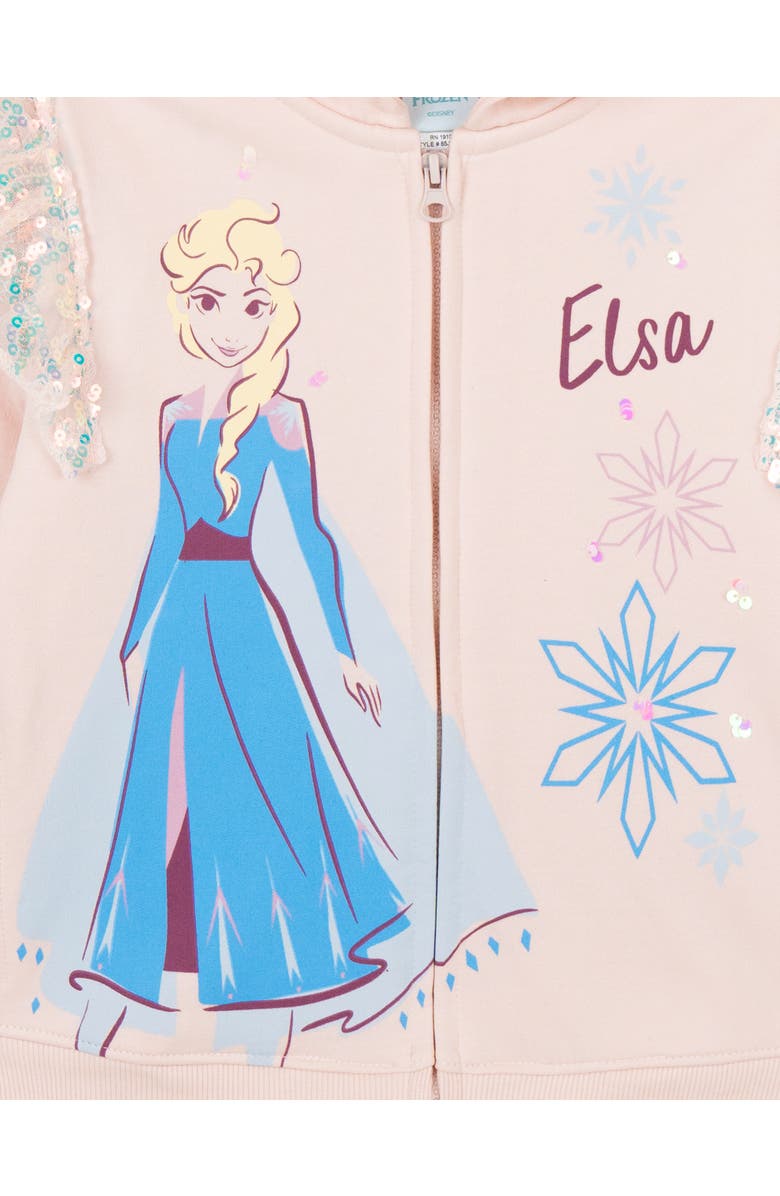 Disney Frozen Queen Elsa Zip-Up Hooded Sweatshirt, Alternate, color, Elsa Peach