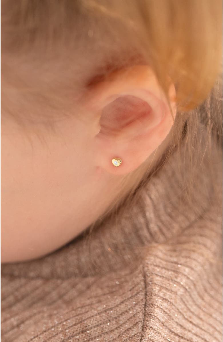 In Season Jewelry 14k Pink Love Heart Hoops, Alternate, color, Pink