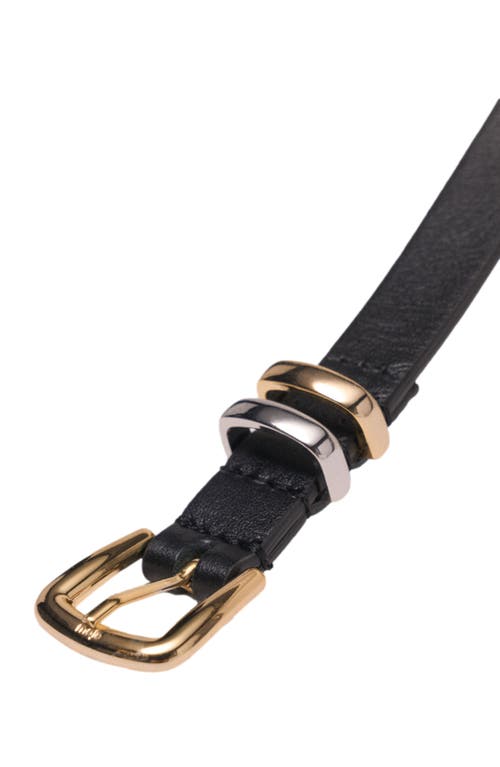 Maje Slim Belt With Square Buckle In Black
