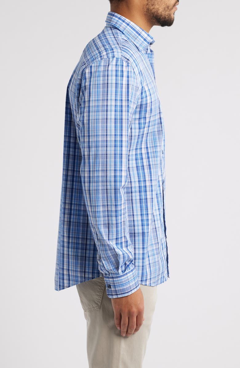 johnnie-O Masson Plaid Performance Button-Up Shirt, Alternate, color, Maliblu