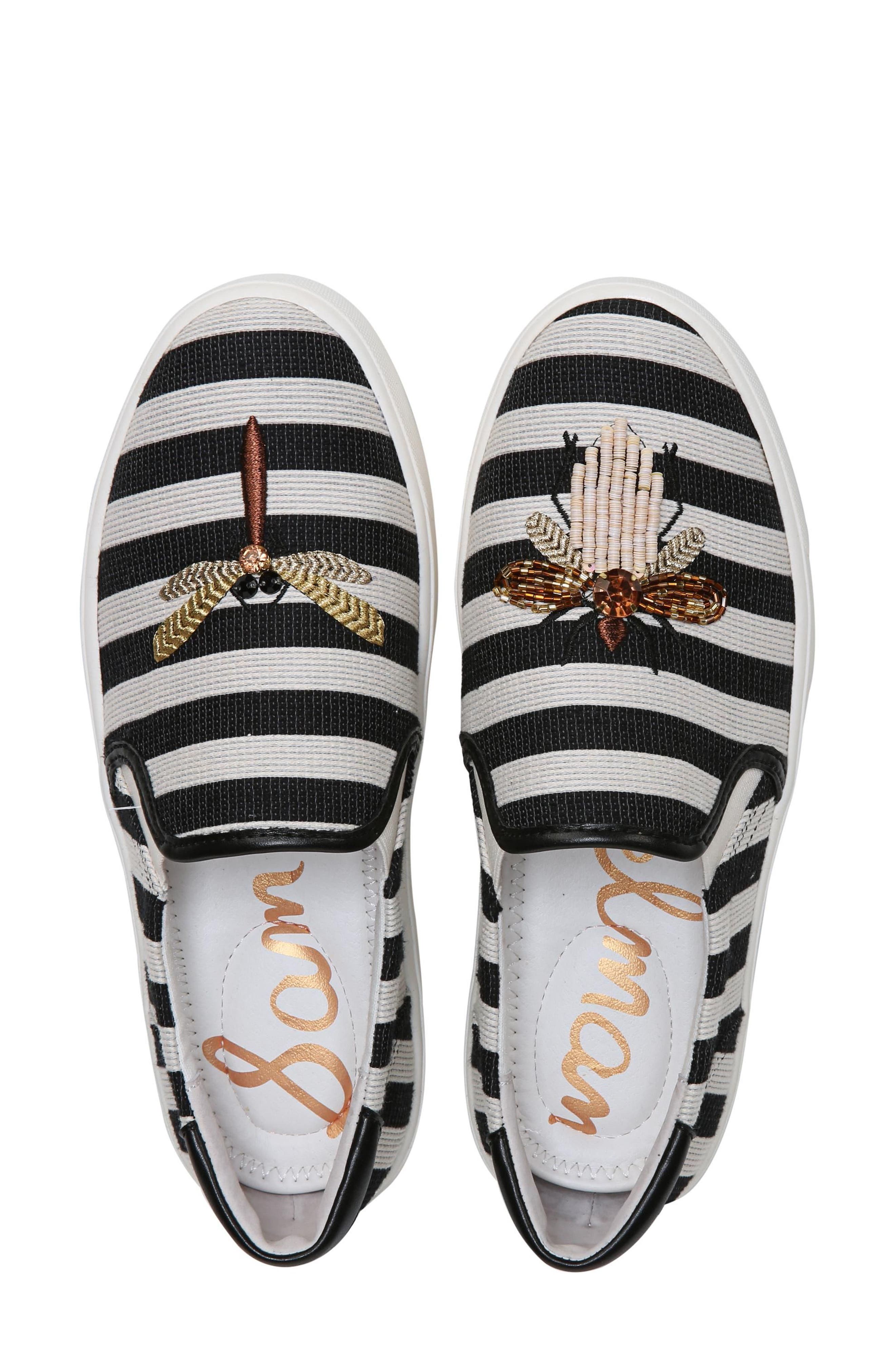 Evelina Slip-On, Alternate, color, BLACK STRIPE NAPPA LEATHER