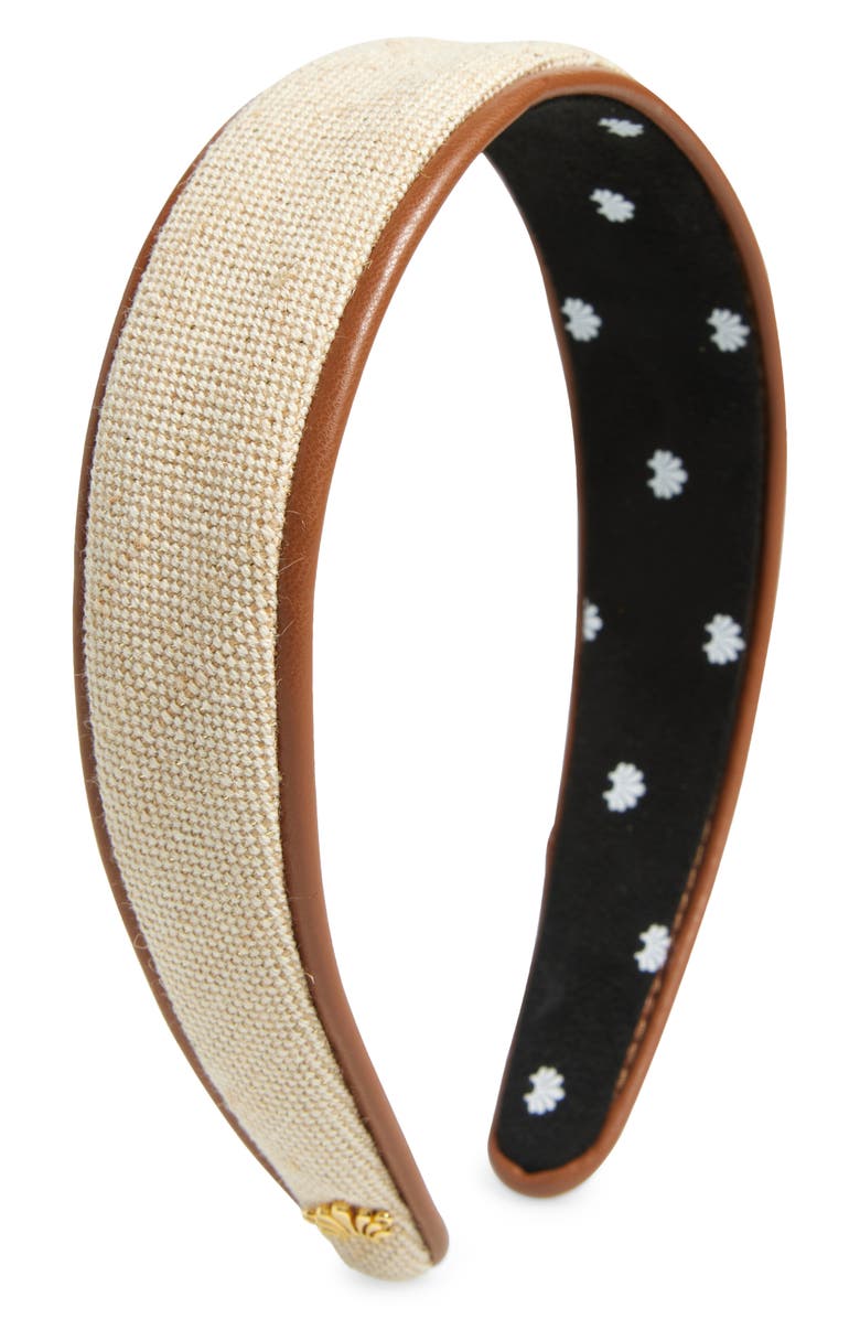 Lele Sadoughi Faux Leather Trim Headband, Main, color,