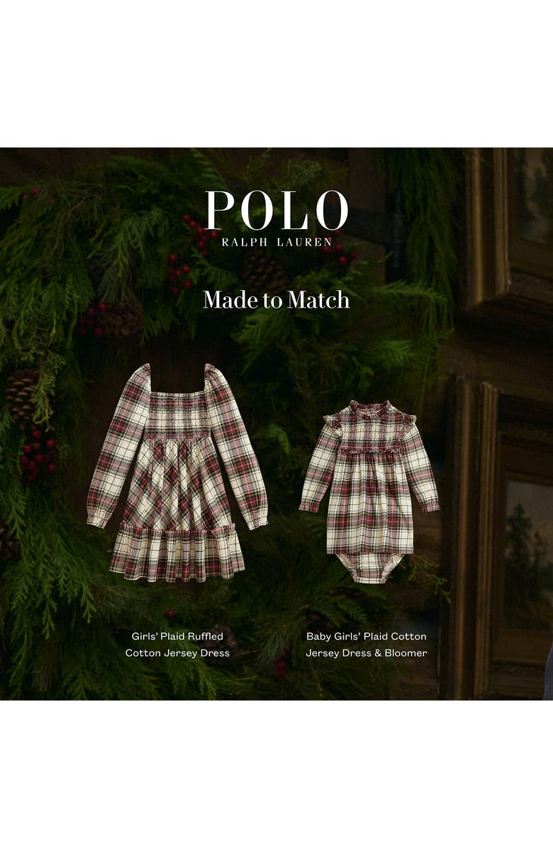 Ralph Lauren Plaid Long Sleeve Cotton Smocked Bodice Dress & Bloomers, Alternate, color, Beige Multi