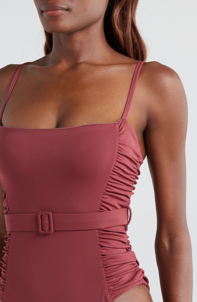Hutch Ruched Belted One-Piece Swimsuit, Alternate, color, 